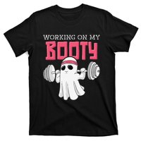 Working On My Booty Booty Funny Halloween Gym Ghost Pun T-Shirt