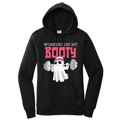 Working On My Booty Booty Funny Halloween Gym Ghost Pun Women's Pullover Hoodie