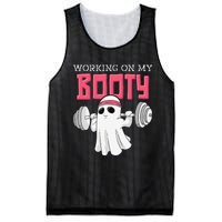 Working On My Booty Booty Funny Halloween Gym Ghost Pun Mesh Reversible Basketball Jersey Tank