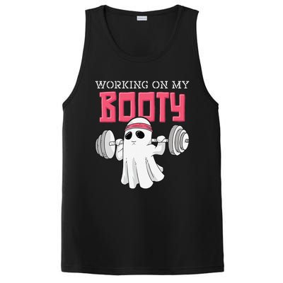 Working On My Booty Booty Funny Halloween Gym Ghost Pun PosiCharge Competitor Tank