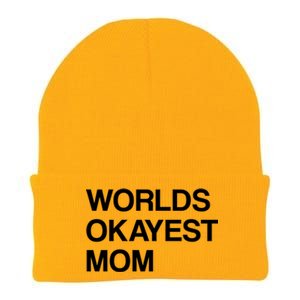 Worlds Okayest Mom Mom Funny Sarcastic Dog Mom Funny Saying Gift Knit Cap Winter Beanie