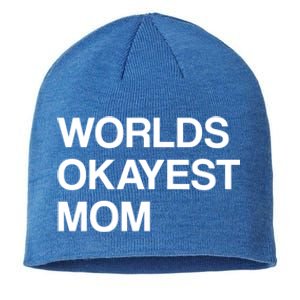 Worlds Okayest Mom Mom Funny Sarcastic Dog Mom Funny Saying Gift Sustainable Beanie