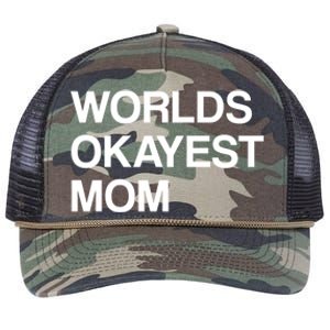 Worlds Okayest Mom Mom Funny Sarcastic Dog Mom Funny Saying Gift Retro Rope Trucker Hat Cap