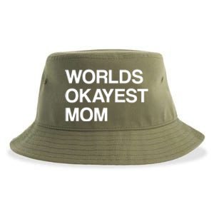 Worlds Okayest Mom Mom Funny Sarcastic Dog Mom Funny Saying Gift Sustainable Bucket Hat