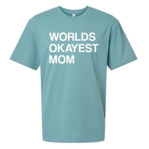 Worlds Okayest Mom Mom Funny Sarcastic Dog Mom Funny Saying Gift Sueded Cloud Jersey T-Shirt