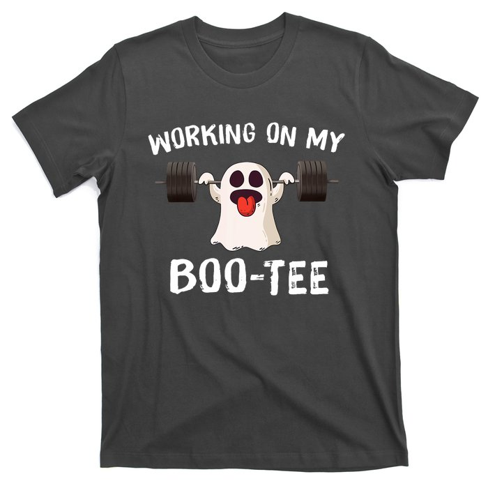 Working On My Boo Halloween Dead Lift Ghost Gym Weights T-Shirt