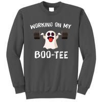 Working On My Boo Halloween Dead Lift Ghost Gym Weights Tall Sweatshirt