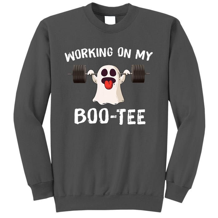 Working On My Boo Halloween Dead Lift Ghost Gym Weights Tall Sweatshirt