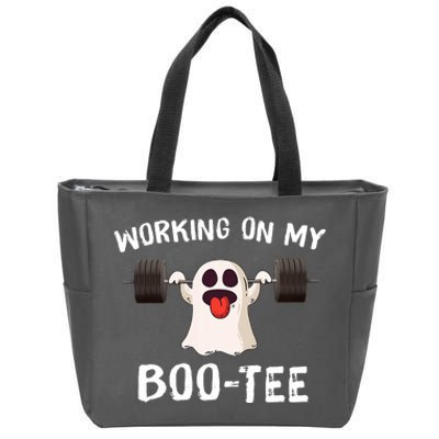 Working On My Boo Halloween Dead Lift Ghost Gym Weights Zip Tote Bag