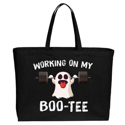 Working On My Boo Halloween Dead Lift Ghost Gym Weights Cotton Canvas Jumbo Tote