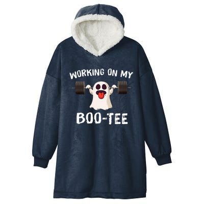 Working On My Boo Halloween Dead Lift Ghost Gym Weights Hooded Wearable Blanket