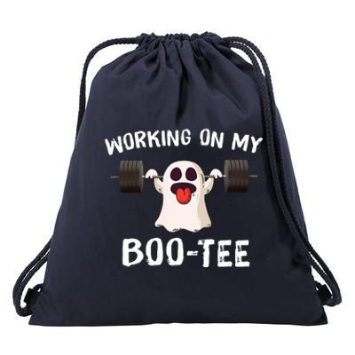 Working On My Boo Halloween Dead Lift Ghost Gym Weights Drawstring Bag