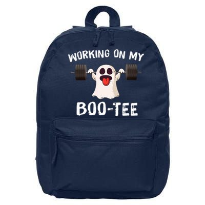 Working On My Boo Halloween Dead Lift Ghost Gym Weights 16 in Basic Backpack