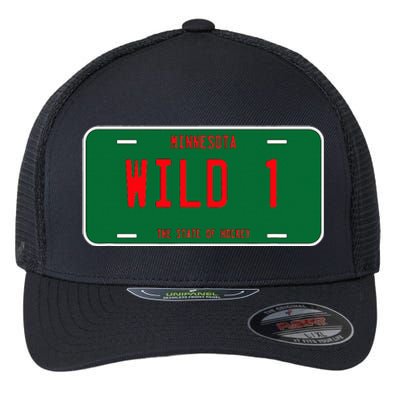 Wild One Minnesota License Plate  State Of Hockey Flexfit Unipanel Trucker Cap