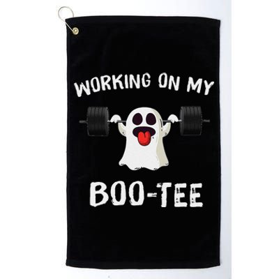 Working On My Booty Booty Funny Halloween Gym Ghost Pun Platinum Collection Golf Towel