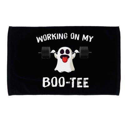 Working On My Booty Booty Funny Halloween Gym Ghost Pun Microfiber Hand Towel