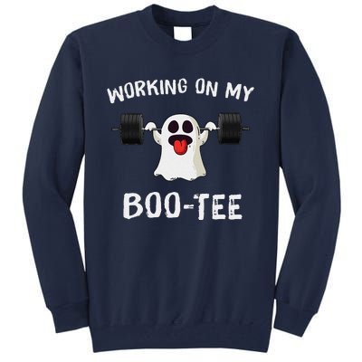 Working On My Booty Booty Funny Halloween Gym Ghost Pun Tall Sweatshirt