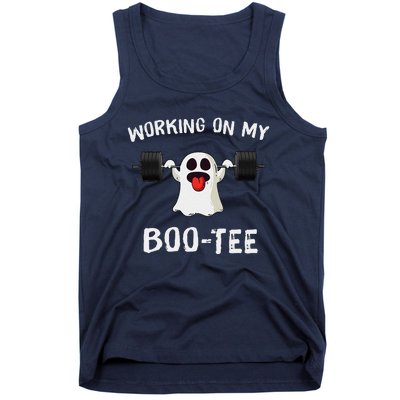 Working On My Booty Booty Funny Halloween Gym Ghost Pun Tank Top