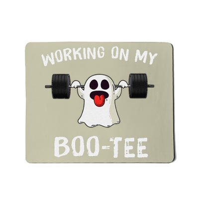 Working On My Booty Booty Funny Halloween Gym Ghost Pun Mousepad