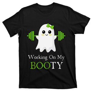 Working On My Booty Ghost Halloween Gym Humor Bodybuilder T-Shirt