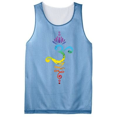 Womens Om Mantra Yoga Symbol Lotus Flower Rainbow Chakra VNeck Mesh Reversible Basketball Jersey Tank