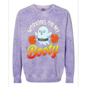 Working On My Booty Ghost Halloween Gym Humor Bodybuilder Colorblast Crewneck Sweatshirt