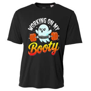 Working On My Booty Ghost Halloween Gym Humor Bodybuilder Cooling Performance Crew T-Shirt