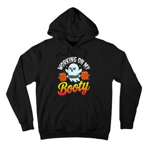 Working On My Booty Ghost Halloween Gym Humor Bodybuilder Hoodie