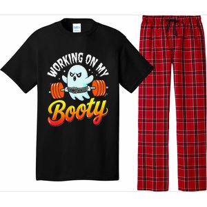 Working On My Booty Ghost Halloween Gym Humor Bodybuilder Pajama Set