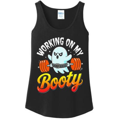 Working On My Booty Ghost Halloween Gym Humor Bodybuilder Ladies Essential Tank