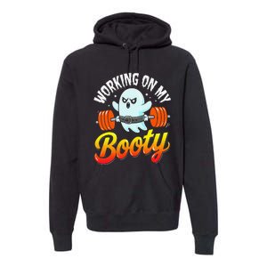 Working On My Booty Ghost Halloween Gym Humor Bodybuilder Premium Hoodie