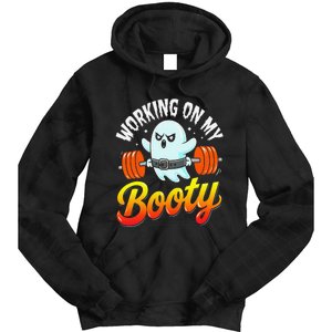 Working On My Booty Ghost Halloween Gym Humor Bodybuilder Tie Dye Hoodie