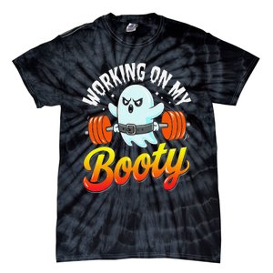 Working On My Booty Ghost Halloween Gym Humor Bodybuilder Tie-Dye T-Shirt