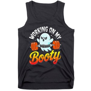 Working On My Booty Ghost Halloween Gym Humor Bodybuilder Tank Top