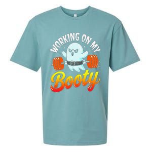 Working On My Booty Ghost Halloween Gym Humor Bodybuilder Sueded Cloud Jersey T-Shirt