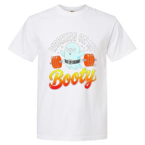 Working On My Booty Ghost Halloween Gym Humor Bodybuilder Garment-Dyed Heavyweight T-Shirt