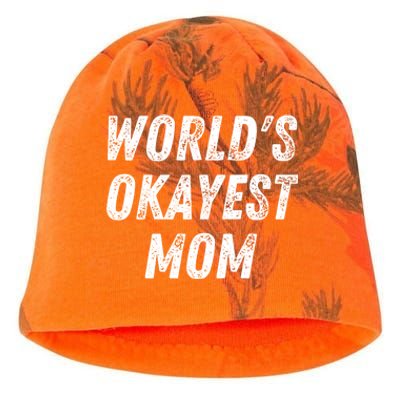 World's Okayest Mom Funny Mama Wife Birthday Mother's Day Cute Gift Kati - Camo Knit Beanie