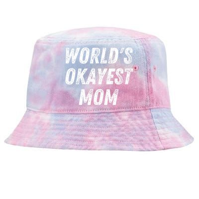 World's Okayest Mom Funny Mama Wife Birthday Mother's Day Cute Gift Tie-Dyed Bucket Hat