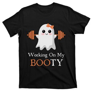 Working On My Booty BooTy Funny Halloween Gym Ghost Pun T-Shirt