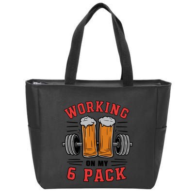 Working On My 6 Pack Beer Dad Funny Gymmer Zip Tote Bag