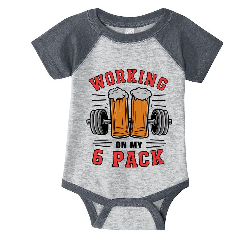 Working On My 6 Pack Beer Dad Funny Gymmer Infant Baby Jersey Bodysuit