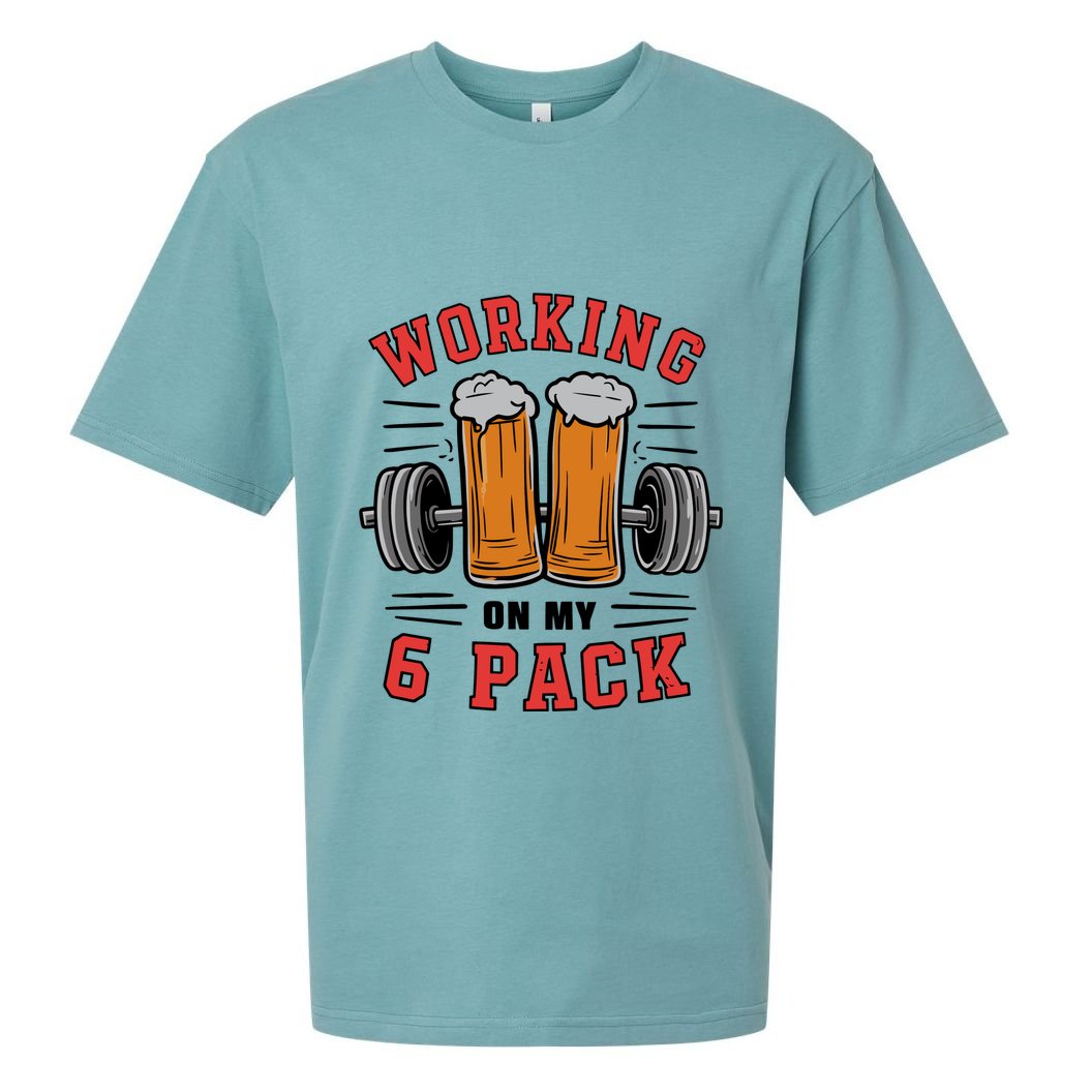 Working On My 6 Pack Beer Dad Funny Gymmer Sueded Cloud Jersey T-Shirt