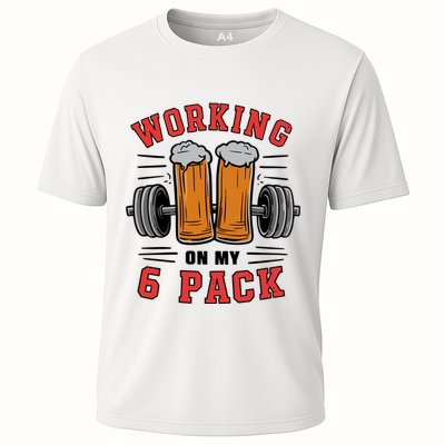 Working On My 6 Pack Beer Dad Funny Gymmer Performance Shirt