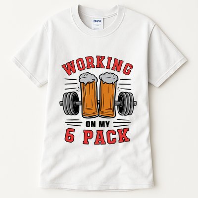 Working On My 6 Pack Beer Dad Funny Gymmer Tall T-Shirt