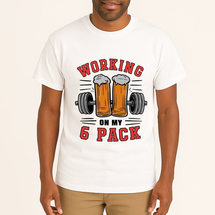 Working On My 6 Pack Beer Dad Funny Gymmer Tall T-Shirt