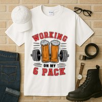 Working On My 6 Pack Beer Dad Funny Gymmer Tall T-Shirt