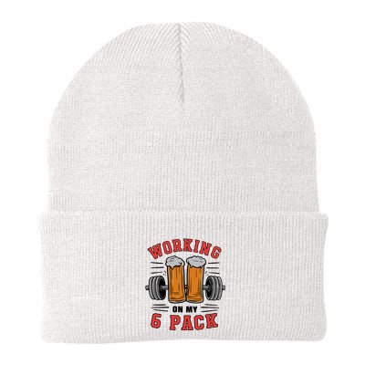 Working On My 6 Pack Beer Dad Funny Gymmer Beanie