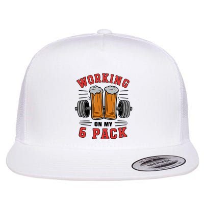 Working On My 6 Pack Beer Dad Funny Gymmer Flatbill Hat
