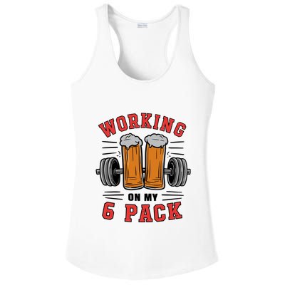 Working On My 6 Pack Beer Dad Funny Gymmer Ladies PosiCharge Competitor Racerback Tank