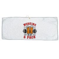 Working On My 6 Pack Beer Dad Funny Gymmer Large Microfiber Waffle Golf Towel